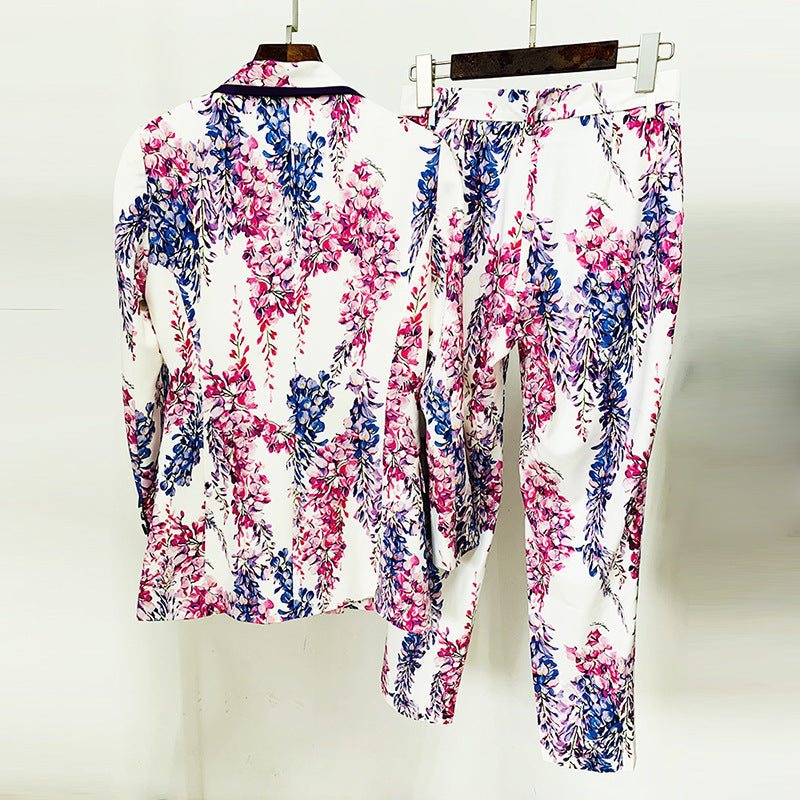 Suit Good Star Digital Printing Mid-Length Skinny Trousers Blazer wear