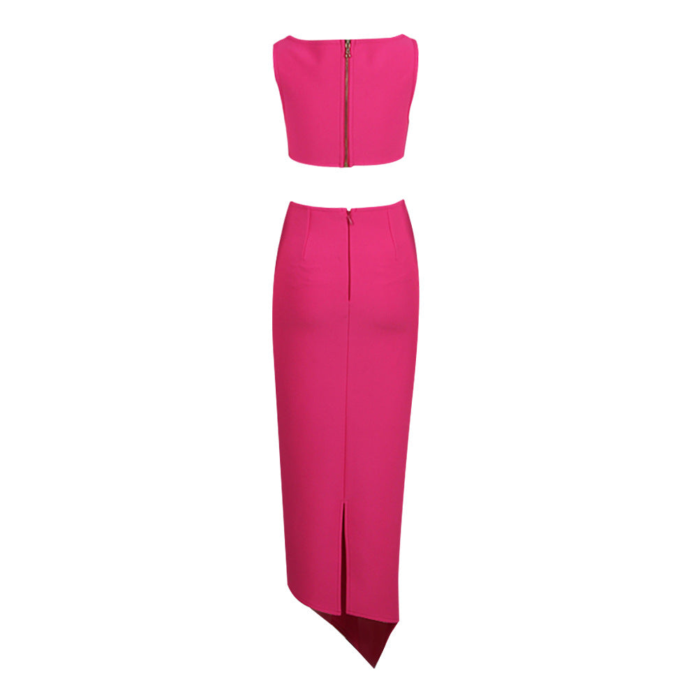 Bandage Dress Two Piece Set Sexy Cutout Tight High Waist Sheath 