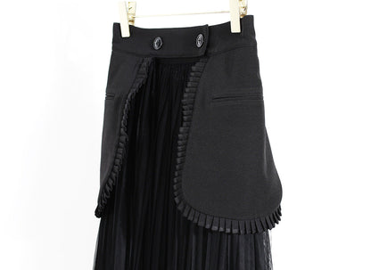 mesh maxi skirt Two Piece Spring Elegant Long Mesh Pleated for Women