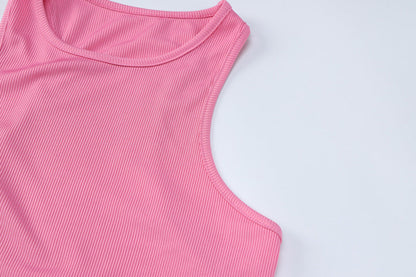  Round Neck Dress Women Spring Solid Color Sleeveless Slim Dress