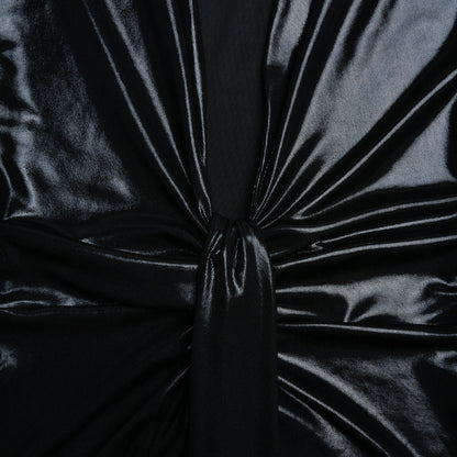 Coated Fabrics Metallic Dress Sexy Glossy V neck Long Sleeve Stitching