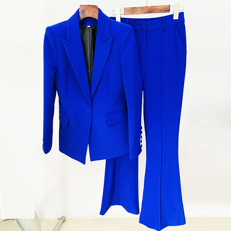 Business Wears One Button Cloth Cover Suit Bell Bottom Pants Two Piece