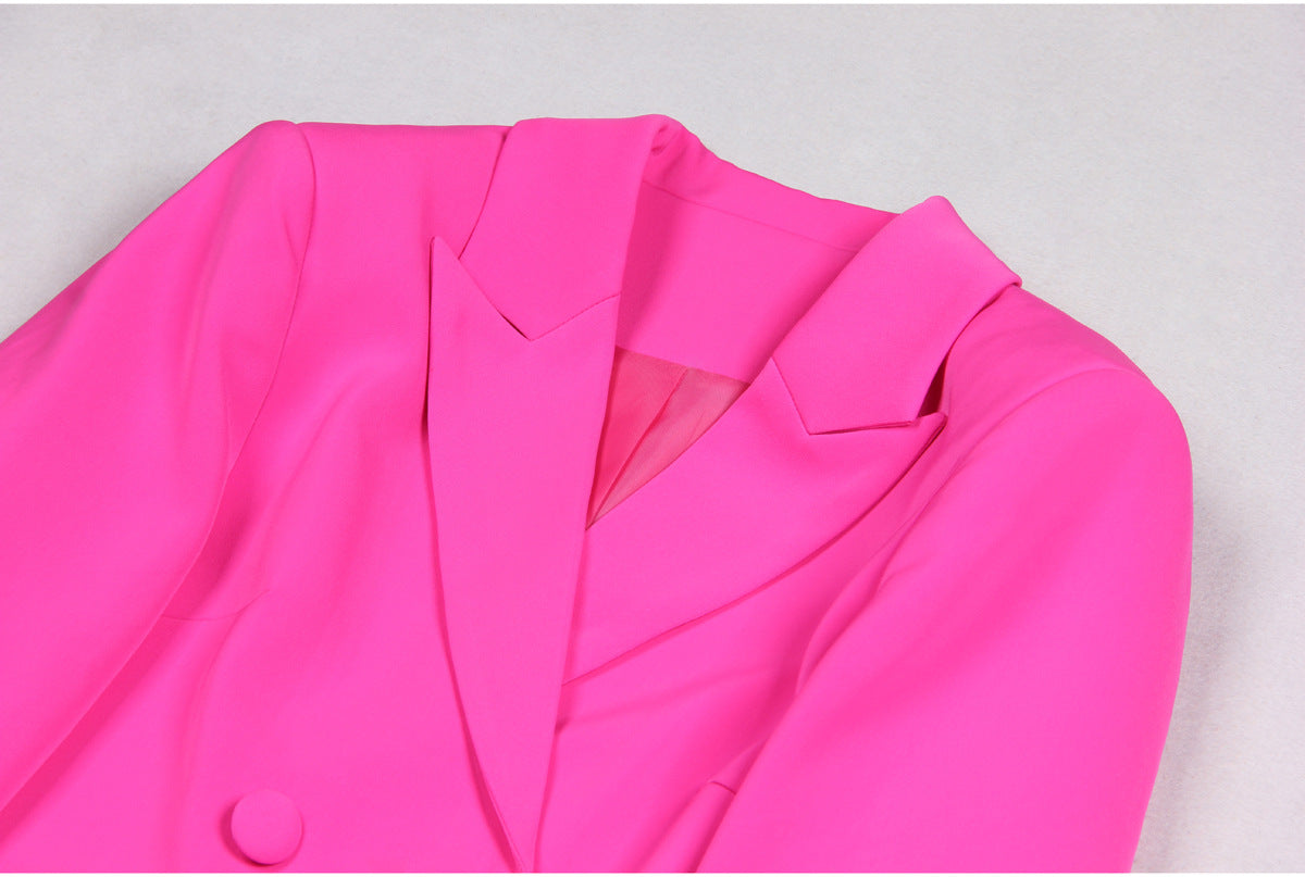 High Ostrich Feather Long Sleeve Slim Fit Office Women Business Skirt Sets