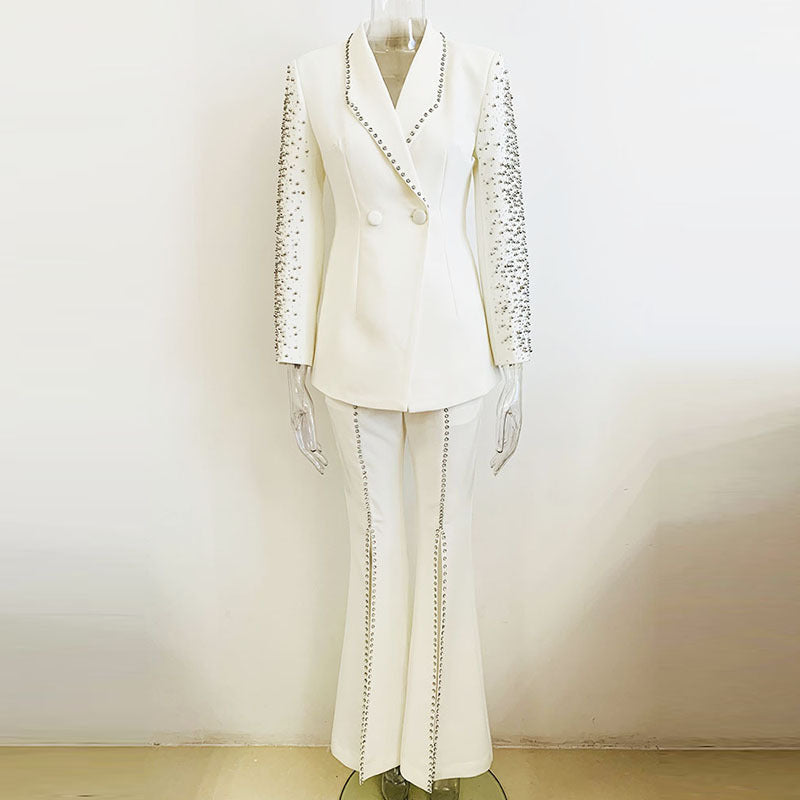 Heavy Industry Beads Diamond Blazer Split Trousers Suit