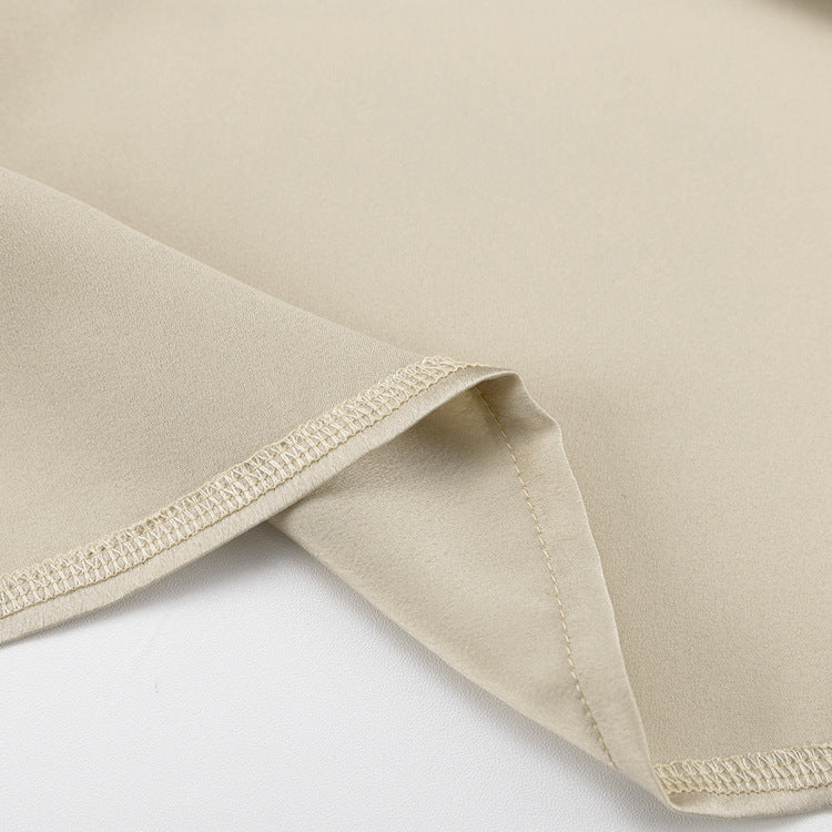 Women Clothing Sleeveless Satin Shirt Mid-Length Top Women Collared Drape Camisole Shirt