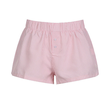 Beach Shorts Simple Blue Striped Women Loose Elastic Waist Sports Pant
