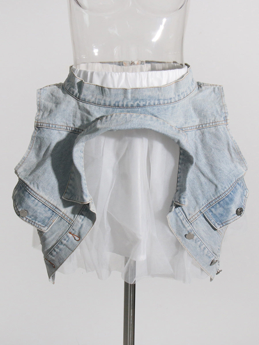 Denim Jacket Suit Personalized Sexy Two Piece Set Casual Suit
