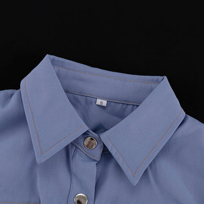 Autumn Shirt Women Design Irregular Asymmetric Collared Long Sleeves Outer Match Shirt