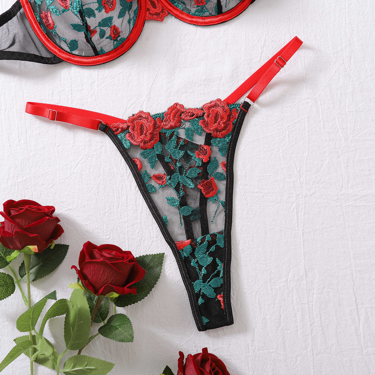 Embroidery underwear Sexy Piece Color transparent Contrast Floral wear