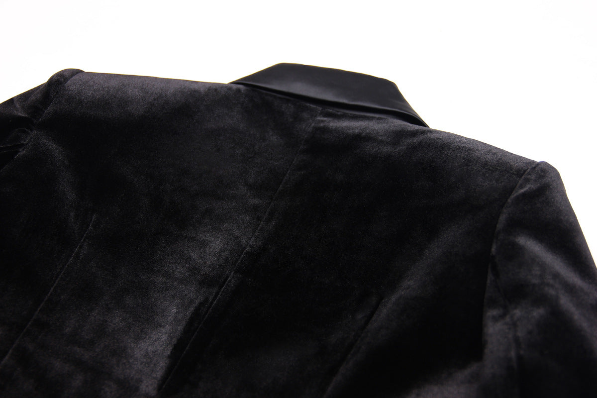 Blazer Jacket Velvet Women Ostrich Feather Jacket Blazer